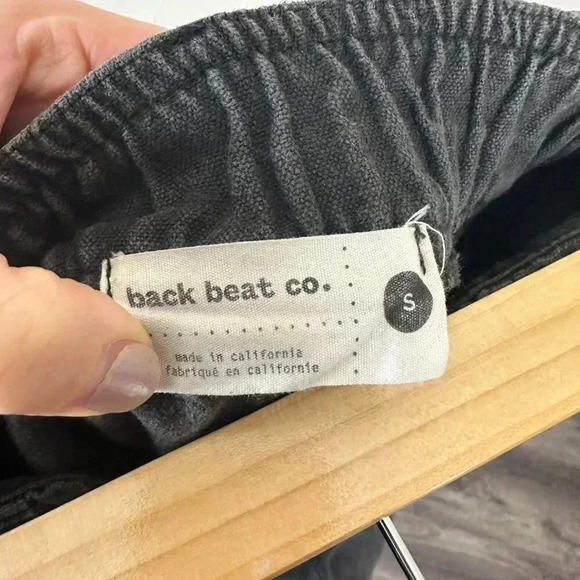 Back Beat Co. High Rise Straight Leg Cargo Pants Hemp Washed Black Small - Picture 2 of 8